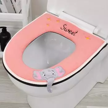 Накладка на сиденье унитаза с ручкой, мультяшная подушка с кошкой, гладкая молния, бытовая утолщенная универсальная накладка на сиденье унитаза, инструмент