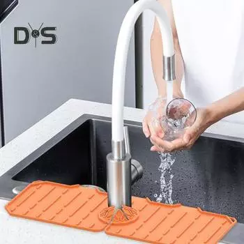 Накладка на смеситель с запахом, быстросохнущий силиконовый влагостойкий коврик для смесителя с защитой от брызг, кухонные принадлежности оранжевый
