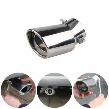 Накладка на выхлопную трубу из нержавеющей стали, глушитель, хромированный хвост, универсальный изогнутый автомобильный фургон серебряный
