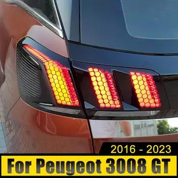 Накладка на задний фонарь, отделка в виде сот, 3D-наклейка для Peugeot 3008 GT 2016 2017 2018 20192020 2024 2024 2024 Автомобильные аксессуары чёрный