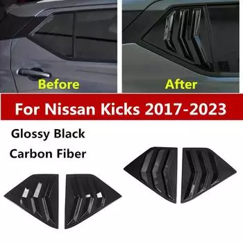 Накладка на заднюю боковую вентиляционную решетку четверть окна для Nissan Kicks Accessories 2017 2018 gloss black