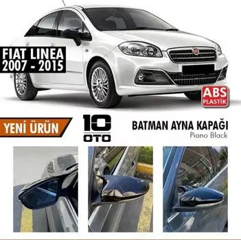 Накладка на зеркало заднего вида Fiat Linea Bat глянцевая черная