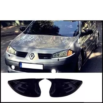 Накладка на зеркало заднего вида Renault Megane 2 Bat глянцевая черная