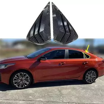 Накладка-жалюзи на боковое вентиляционное окно под карбон для Kia K3 Forte 2019-2022