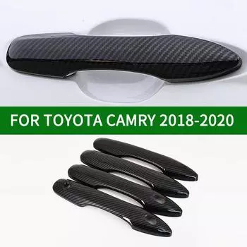 Накладки на боковые дверные ручки с рисунком из углеродного волокна для Toyota CAMRY 2018 г.