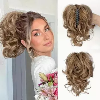 Накладной хвостик с зажимом для волос в виде конского хвоста, натуральный волнистый синтетический шиньон для женщин на каждый день 20cm