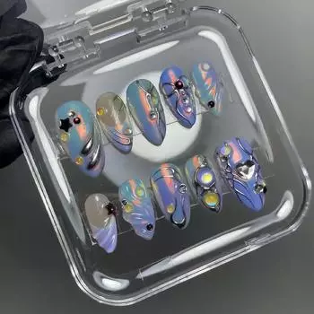 Накладной ноготь Fine Flash Wearing Nail Piece Cybertech Трехмерный накладной ноготь Symphony Removable Nail Piece Drill 24 Pieces