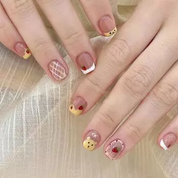 Накладной ноготь мультфильм десерт одежда ананас сумка съемный ноготь пластырь ноготь пластырь клубника