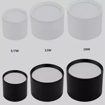 Накладной потолочный светильник SMD5730 5W7W12W18W AC85-265V лампа COB светодиодное внутреннее освещение Точечный светильник + светодиодный драйвер 5W&3000K&Not dimmable чёрный