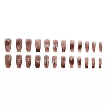 Накладные ногти Длинные накладные ногти Квадратные ногти Полное покрытие на ногтях Ногти с постепенным изменением дизайна Очень длинные с 2 мл клея