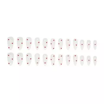 Накладные ногти ко Дню святого Валентина, короткие, квадратные, красные, с полным покрытием, на клею, ногти в форме сердца ко Дню святого Валентина с милым дизайном, очень короткие, с 2 мл клея One Size