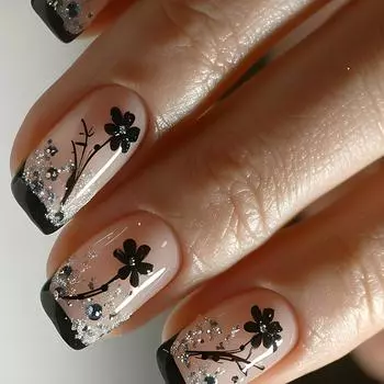 Накладные ногти Короткие ногти с французским типом Квадратные типсы Накладные ногти Накладные ногти с дизайном Полное покрытие Акриловые ногти