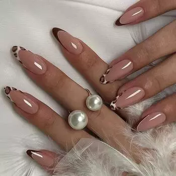 Накладные ногти миндалевидной формы, глянцевые, на клеевой основе, полное покрытие, искусственные акриловые ногти