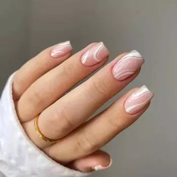 Накладные ногти в европейском стиле - 24 штуки: Модный, Универсальный, Естественно выглядящий белый дизайн