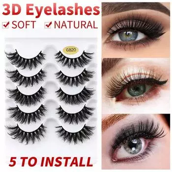 Накладные ресницы 5 пар пушистые драматичные тонкие длинные толстые полоски ресниц