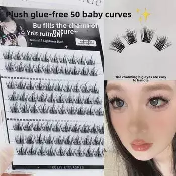 Накладные ресницы 5D Baby Curve без клея — сверхъестественные, легко наносятся, в стиле комиксов, с сегментацией по одному пучку.