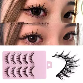 Накладные ресницы для косплея, 5 пар, 3d пучок, японские ресницы феи Лолиты, ежедневный инструмент для макияжа глаз, норковые ресницы 2021 12mm чёрный