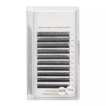 Накладные ресницы для наращивания, профессиональные женские, легкие, веерные, D-образные, изгиб 0,07 мм, объемные, 11 мм