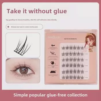 Накладные ресницы Fox-Style без клея: Сегментированные, плотные и закрученные для легкого удаления.