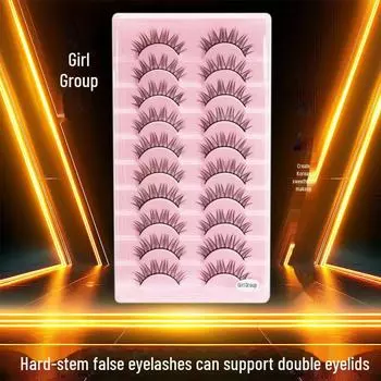 «Накладные ресницы корейской женской группы — цельные, с черным жестким стержнем для завивки двойного века, естественный вид». 10 pairs A14