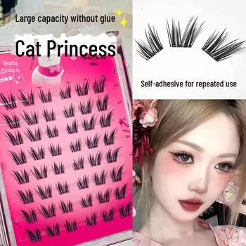 Накладные ресницы «кошачий глаз» Mengji Shangpin без клея — легко снимаются, прозрачный стержень, 8 рядов.