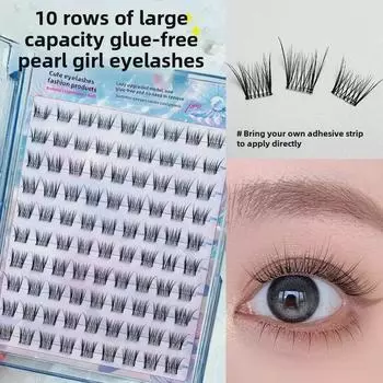 Накладные ресницы Lazy Pearl Girl без клея, самоклеящиеся — натуральные, фотогеничные отдельные пучки, идеально подходят для новичков и мультяшных стилей
