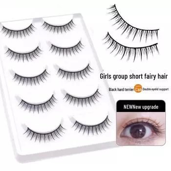 Накладные ресницы Pure Desire Natural Fairy - короткие, перекрещенные черные с жестким стержнем для двойного века