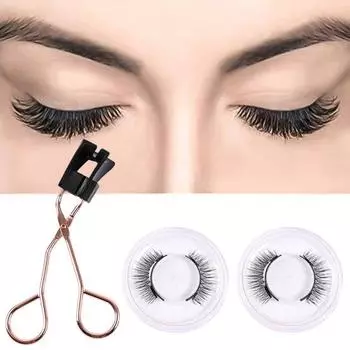 Накладные ресницы с аппликатором для ресниц Естественный вид Тонкие вьющиеся пушистые накладные ресницы чёрный