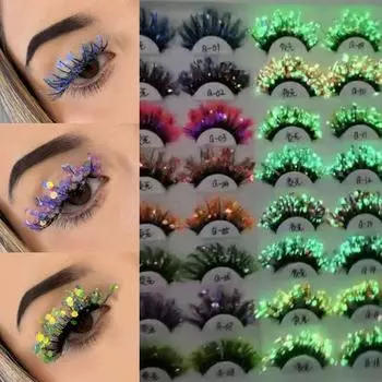 Накладные ресницы женские накладные ресницы светящиеся ресницы блестящие цветные ресницы наращивание ресниц