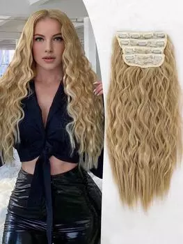 Синтетические накладные волосы длинные волнистые густые шиньоны волокно двойной уток натуральные накладные волосы 20 дюймов для женщин 20inch
