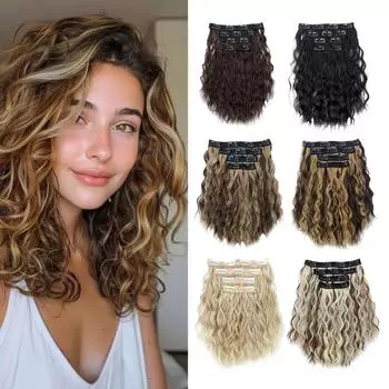 Накладные волосы для хвоста 14 дюймов, вьющиеся волнистые волосы для хвоста для женщин и девочек, обертывание вокруг хвоста One Size