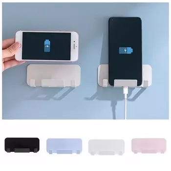 Наклеенный на стену кронштейн для зарядки телефона Подвесная подставка Настенный держатель Органайзер для ванной комнаты чёрный