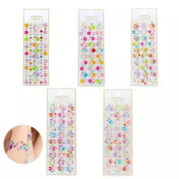 Наклейка-декор со стразами Набор из 5 наклеек со стразами Можно наклеивать принадлежности для самостоятельного изготовления серьги наклейка на лицо Очаровательная сверкающая наклейка ручная работа