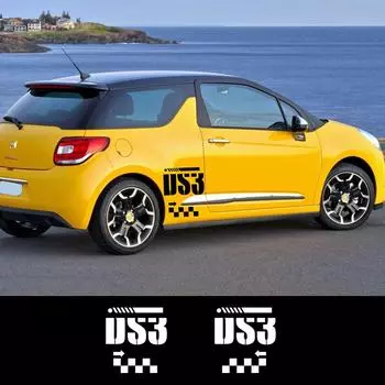 Наклейка для декора кузова автомобиля для Citroen DS3, эмблема, гоночная спортивная решетка, графика, виниловые наклейки, автомобильные двери, внешние аксессуары чёрный