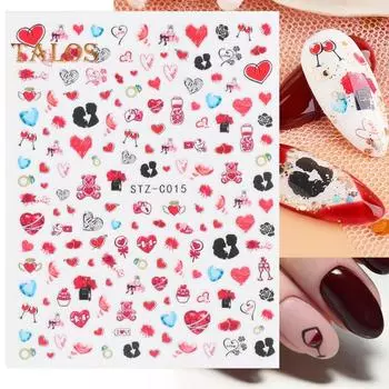 Наклейка для дизайна ногтей, милый милый питомец в форме сердца в форме сердца, украшение для ногтей для пары 3