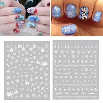 Наклейка для дизайна ногтей, не выцветающая паста, легко самоклеящаяся, сделай сам, мини-наклейка для дизайна ногтей с изображением белого снега и Рождества для женщин L
