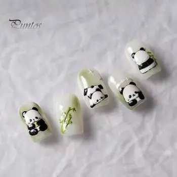 Наклейка для дизайна ногтей с изображением панды, 5D бамбуковая буква, водонепроницаемая, самоклеящаяся для домашних животных, для женщин и девочек, поддельные украшения для ногтей, наклейка, товары для вечеринок, подарок A