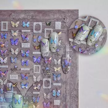 Наклейка для дизайна ногтей Shell Light Butterfly своими руками. Креативные декоративные наклейки. MS578
