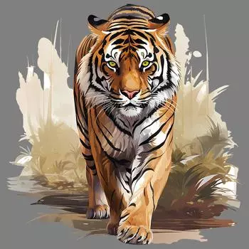Наклейка для глажки с рисунком «Ходячий тигр», свирепые охотничьи животные, трава, сделай сам, гладильная нашивка, для простыни, тканевые игрушки