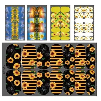Наклейка для маникюра, нежная, долговечная, легко носить с собой, стильная наклейка с подсолнухами для маникюра, наклейка для фотографии C