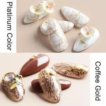 Наклейка для ногтей 3D Mesh DIY Золото Серебро Наклейка для ногтей Украшение для дизайна ногтей 5