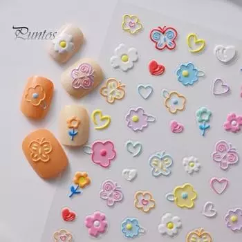 Наклейка для ногтей 5D граффити цветы рельефный дизайн тонкая трехмерная трансформирующая наклейка для дизайна ногтей B