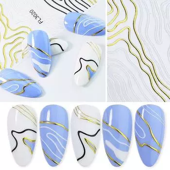 Наклейка для ногтей Arte Clavo, золотистая, серебряная, белая полоса, 3D металлическая лента, клейкая лента, красивые наклейки для украшения дизайна ногтей, наклейки