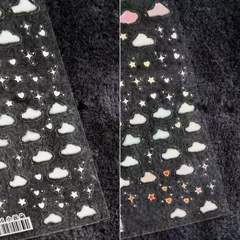 Наклейка для ногтей с рисунком облака, ультратонкие цветные гравированные наклейки для дизайна ногтей, наклейки для ногтей с облаком сзади, клейкие наклейки A