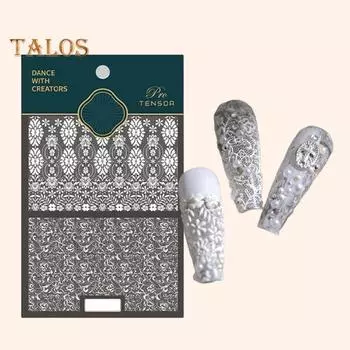 Наклейка для ногтей самоклеящаяся DIY сильная липкость красивая голографическая цветочная кружевная наклейка для ногтей принадлежности для маникюрного салона белый