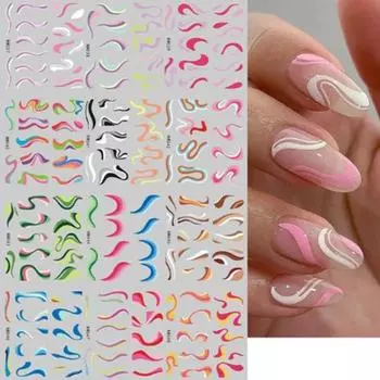 Наклейка для ногтей, стильная самоклеющаяся, сильная липкость, нашивка для дизайна ногтей, красочное французское сердце, перенос воды, слайдер для ногтей, наклейка, маникюрная наклейка