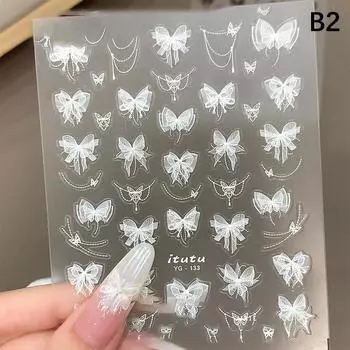 Наклейка для ногтей в форме кружевного банта, стереоскопическая рельефная наклейка, улучшающая клей, салон нейл-арта, любители нейл-арта своими руками B2