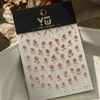 Наклейка для ногтей в виде цветка розы 3D, изысканное украшение для ногтей, самонажимающаяся наклейка для маникюра, женские маникюрные принадлежности, наклейки 1 sheet