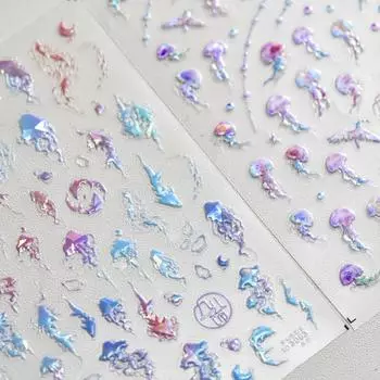 Наклейка для ногтей в виде ракушки-медузы своими руками to3063