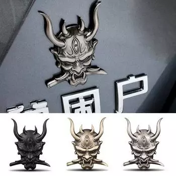 Наклейка для ноутбука, уникальная износостойкая цинковый сплав, японская наклейка на окно с головой призрака, принадлежности для автомобиля античная золотой